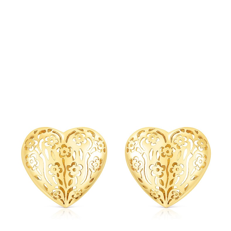 Heart and flowers earrings